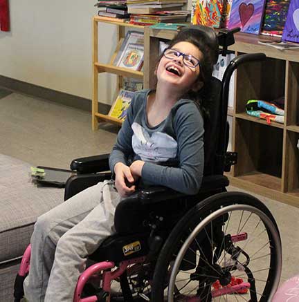 Participant in Wheelchair Laughing