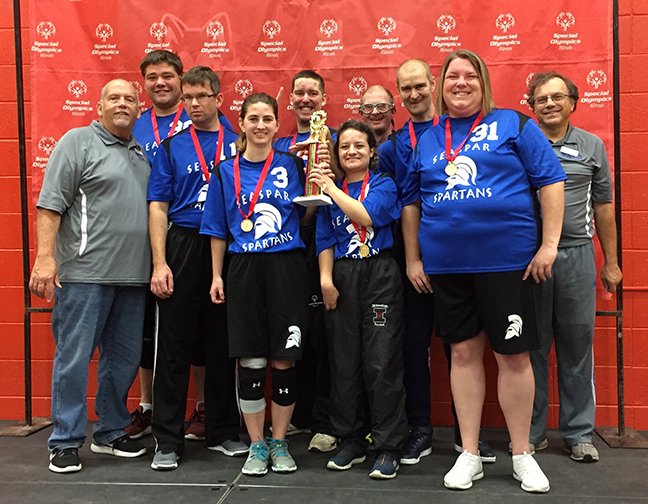 SEASPAR Spartans Blue Volleyball Team with Gold Medals at Fall Games
