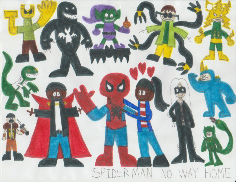 A hand drawn Image of Superheroes.