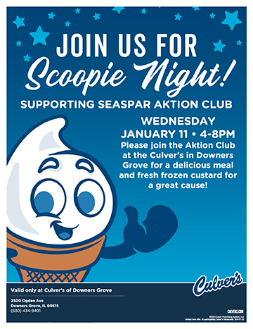 Scoopie Night Fundraiser Flyer Thumbnail. Tap to download PDF flyer. Flyer Content: Join us for Scoopie night! Supporting SEASPAR Aktion Club. Wednesday January 11 from 4-8pm. 